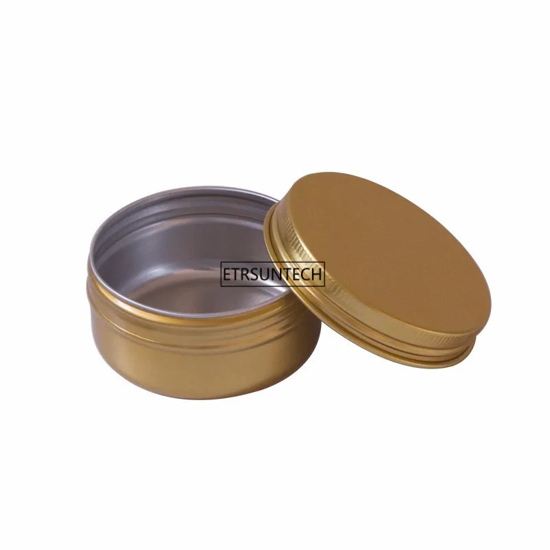 Gold 15g 25g 60g  Top Quality Cream Refillable Metal Aluminum Jar Tin Screw Thread Cosmetic Lip Balm Mask Ointment Containers