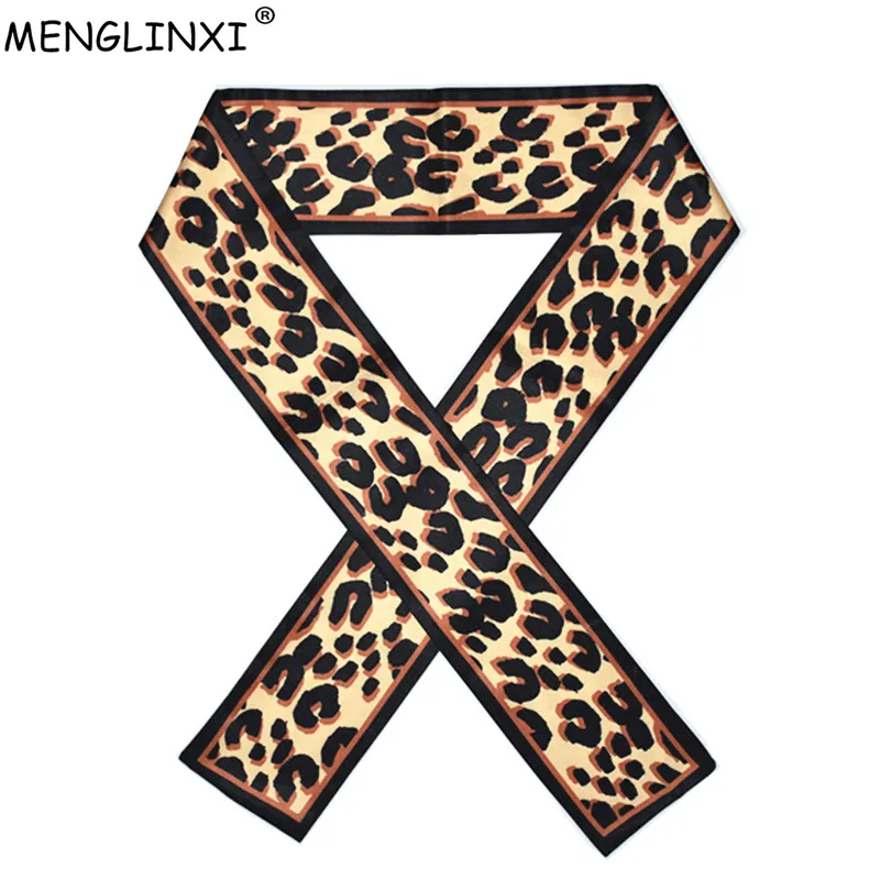 Leopard Print 2023 New Bag Becoration Silk Scarf For Women Luxury Brand Foulard Women Tie Fashion Head Scarves For Ladies