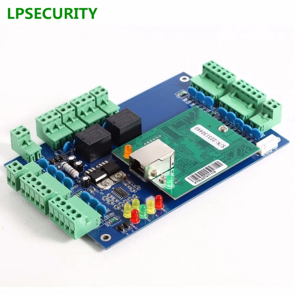 Control de acceso LPSECURITY, Controlador de red 2 TCP/IP Tarjeta, huella, teclado, tarjeta Controlador de acceso de puerta, 2 relés