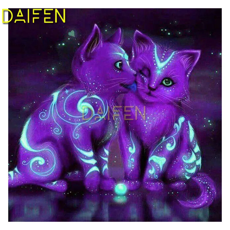 Full Round Diamond painting DIY 3D Diamond mosaic kiss love cats Full Square Diamond embroidery Cross stitch purple cats