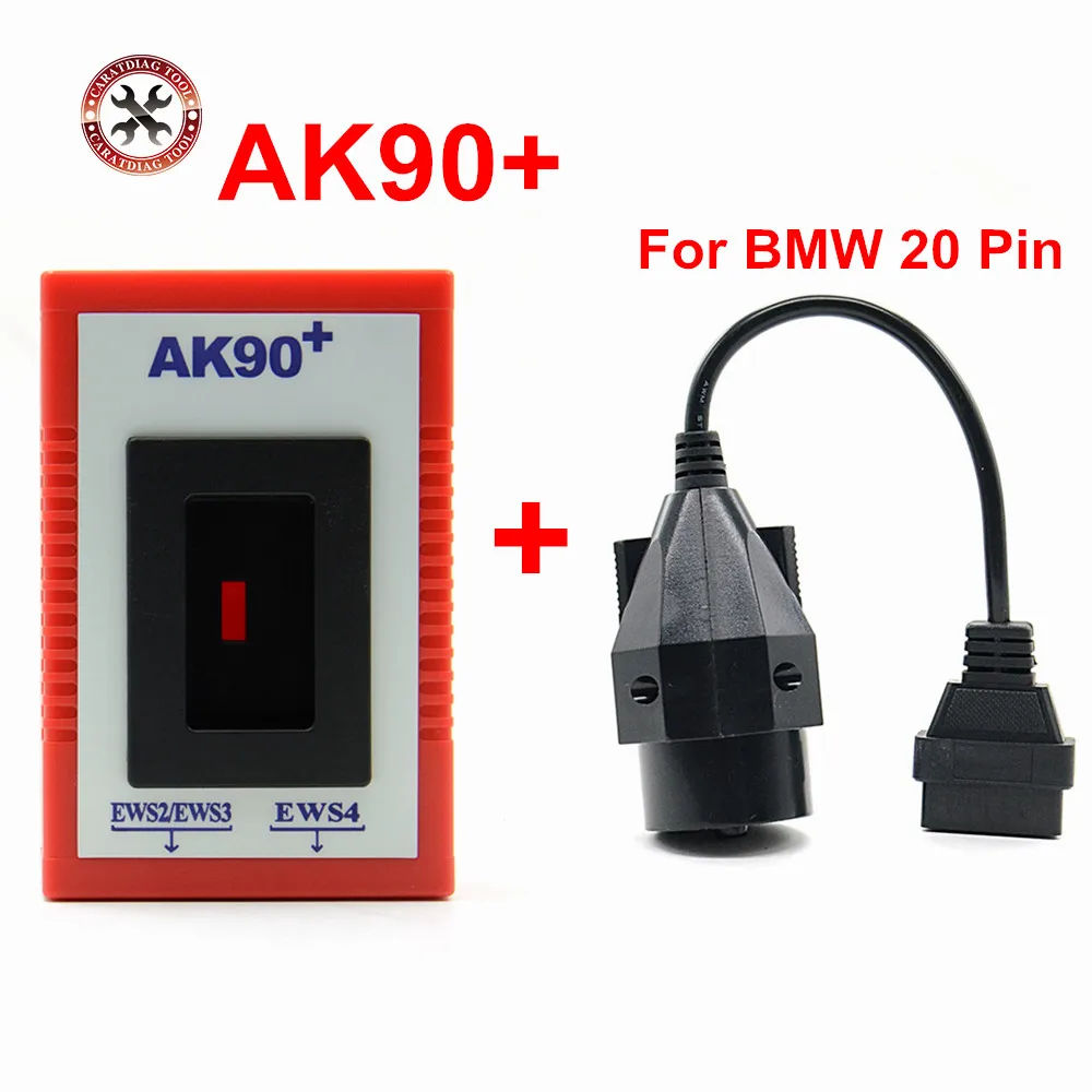 2024 Newest AK90+ Key Programmer For All BMW EWS + OBD2 Diagnostic Adapter For BMW 20Pin to OBD2 16Pin Free Shipping