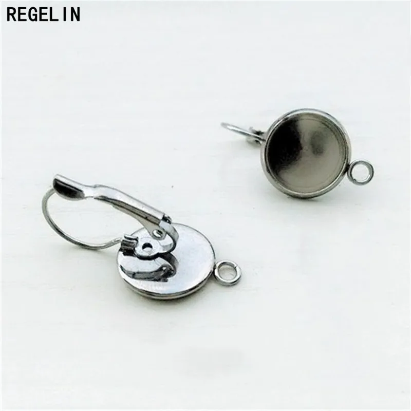 REGELIN Inner Size Stainless Steel Earring Settings Cabochon Base 10pcs/lot 6-20mm Fit Cabochon Cameo DIY Ear Jewelry