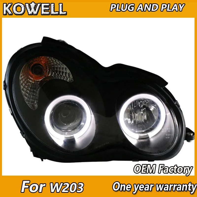 

KOWELL Car Styling LED Head Lamp For Mercedes-Benz W203 C63 C200 C230 C280 C300 2000-2007 Year LED Head Light with Angel Eyes