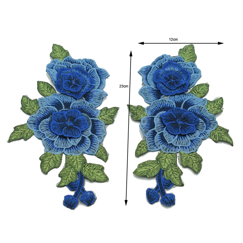 1 Pair On Patches For Clothing Multicolor Rose Flower Embroidery Patch Appliques Badge Stickers For Clothes