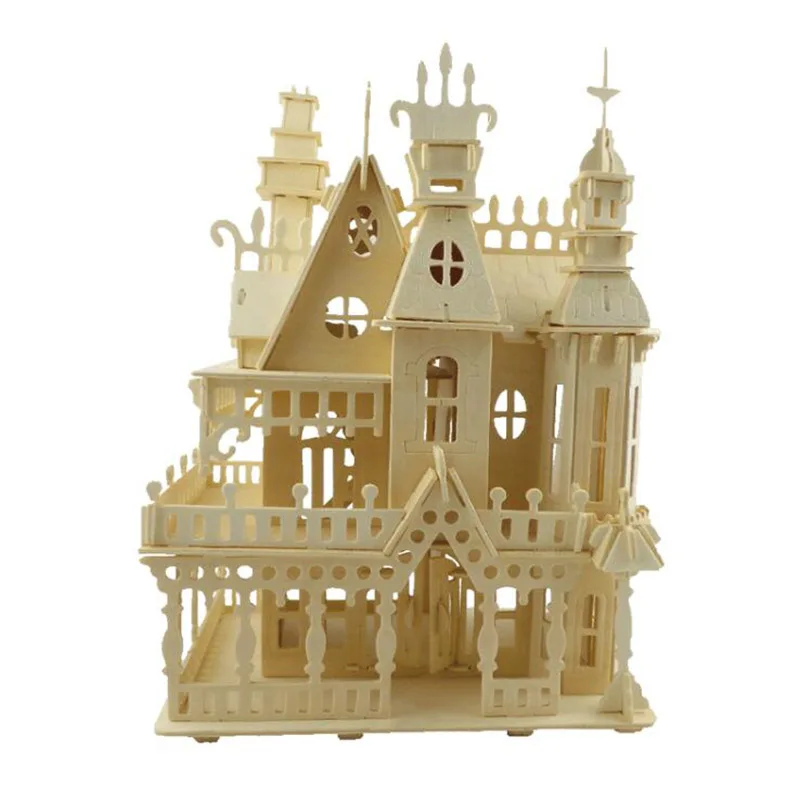 Wooden miniature DIY doll house assembled dollhouse Educational pretend play toys Mini 3D Stereo puzzle house for children girls