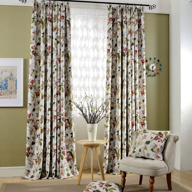 

The new high-grade window shade curtains Pastoral flowers printing cloth curtains for bedroom and living room