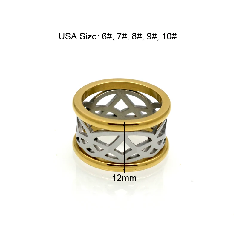 Top Quality Fashion Jewelry Two Color Vintage Pattern Stainless Steel Rings For Women Men Jewelry Engagement Wedding Rings