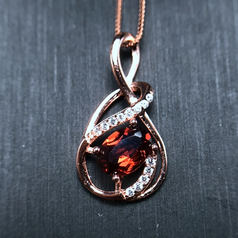 

Special promotion of Natural Garnet Necklace 925 silver cartoon style ladies special