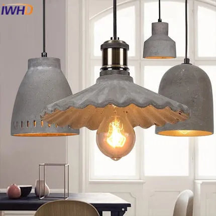 

IWHD Style Loft Cement Pendant lights Retro Industrial Hanging Lamp Restaurant Kitchen Bedroom Hanglamp Lamparas Home Lighting