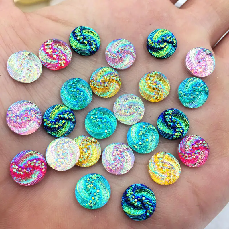 100pcs 10mm Round Resin Rhinestone Crystal Stone beads flatback For DIY Wedding Decoration -A59