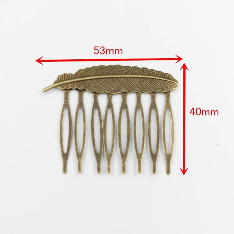 5pcs 1pc 53x40mm Retro Bronze Feather Hairs Comb Hairpin Hair Wear Bride Wedding Accessories Headpiece for Women and Girls