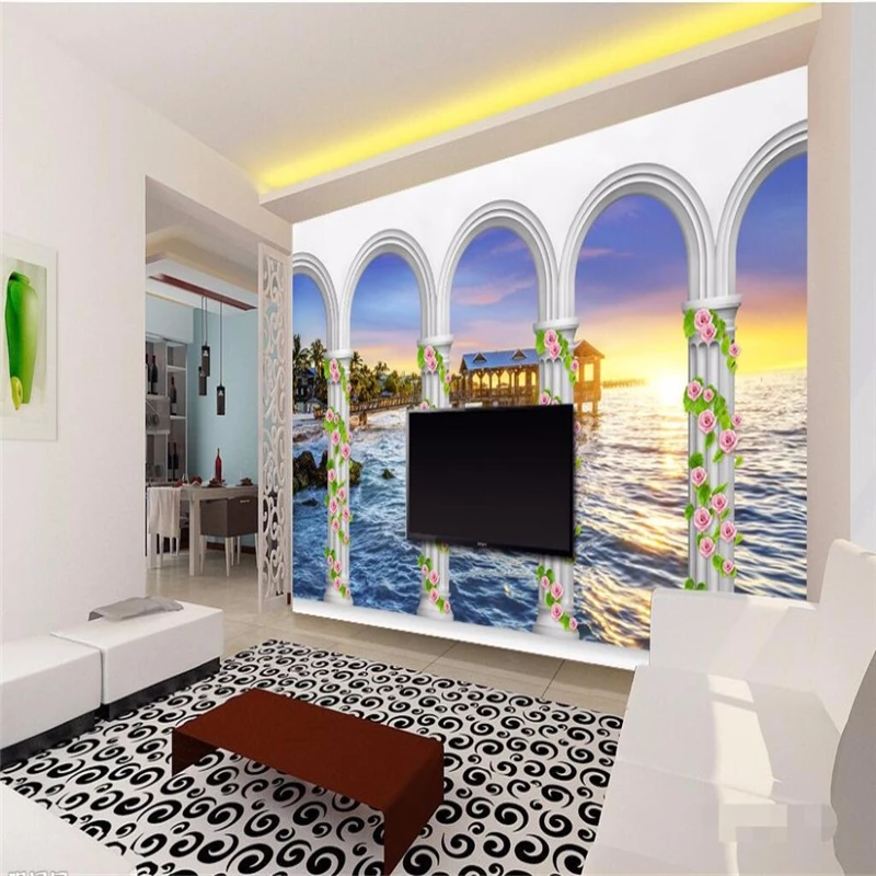 

beibehang wall paper 3d mural decor photo backdrop photography 3D stereo Sea arches Chalet Art Modern room hotel wall painting