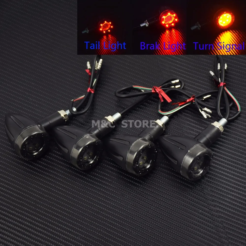 4 Pieces Universal Motorcycle LED Turn Signal Light Indicators Light Brake Rear Running Lamp For Harley Cafe Racer For Kawasaki