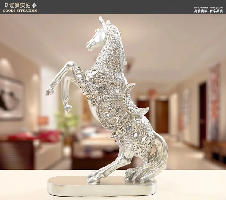 

resin Europe Retro silver jumping horse artcraft 30x10x37cm ornaments,furnishings office desk decoration gift a2391