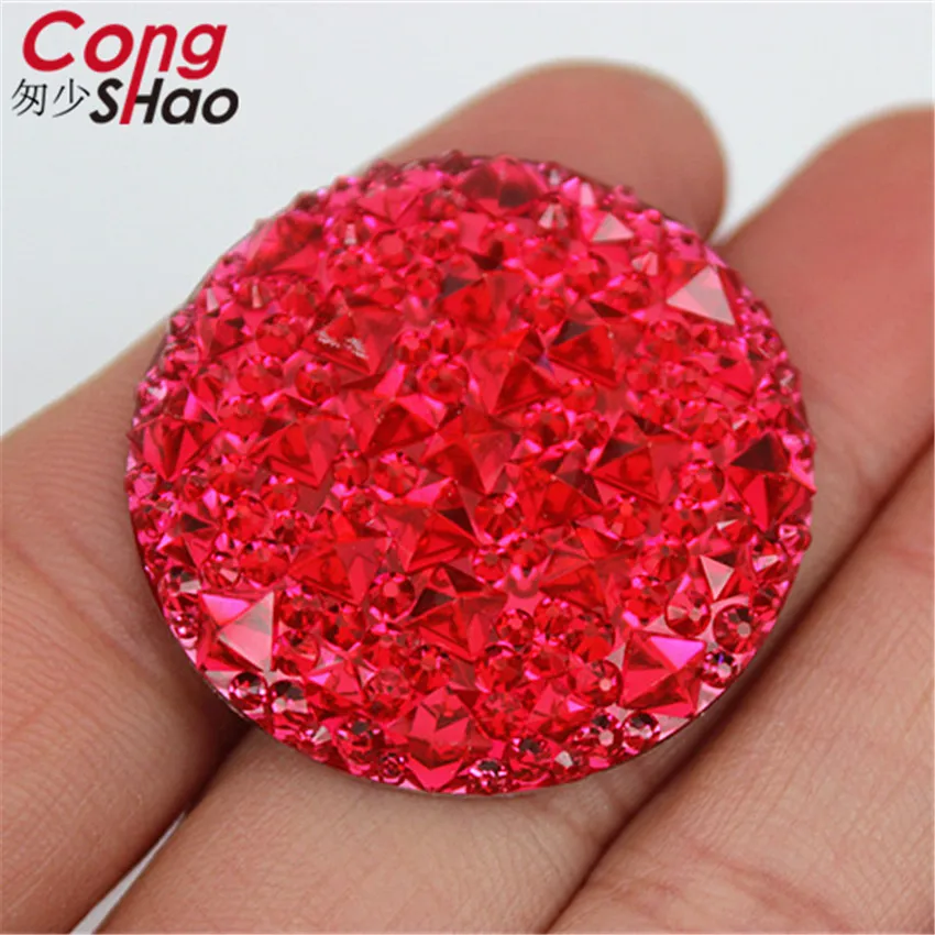 Cong Shao 10pcs 35mm Big Round Shape Resin Rhinestones Applique Stones And Crystal Gems Flatback For Costume Button Crafts ZZ783