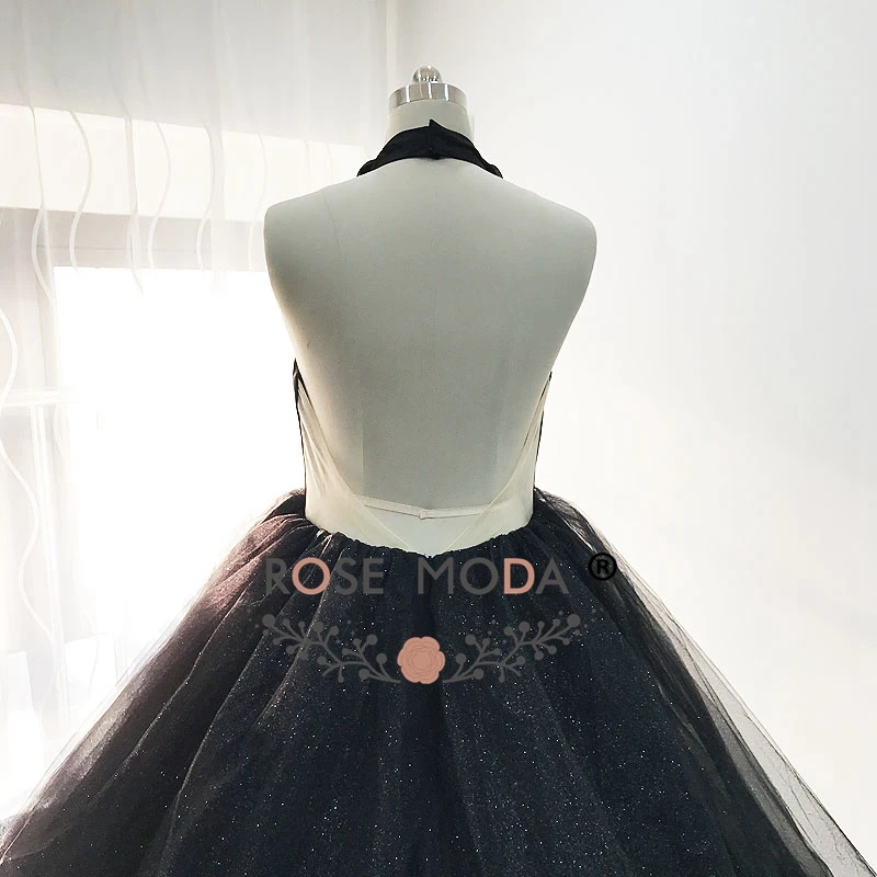 Rosa moda halter vestido de baile preto sem costas formal longo brilhantes vestidos de noite fotos reais