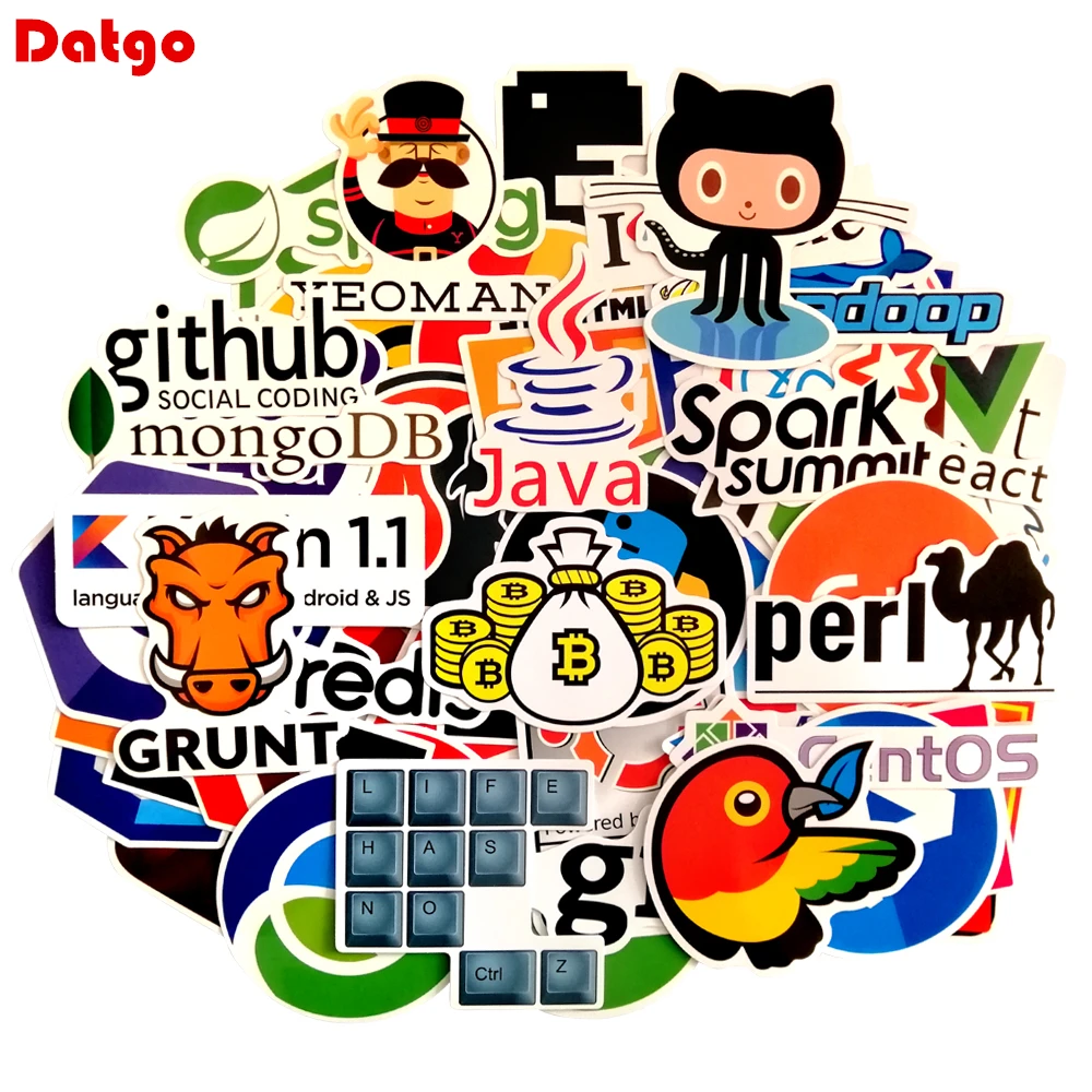 72Pcs/Lot Programming Language Stickers Hacker C++ Programmer Bitcoin SQL CSS Java Docker  for Laptop Phone Luggage Car