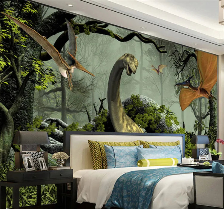 

Custom Photo Wallpaper 3D Stereo Dinosaur Theme Large Murals Primitive Forest Living Room Bedroom Backdrop Decor Mural WallPaper