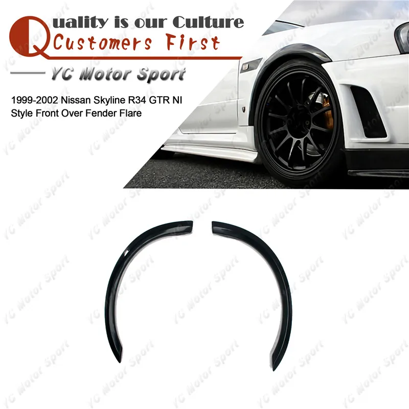 Car Accessories FRP Fiber Glass NI Style Front Over Fender Flare Fit For 1999-2002 R34 GTR Front Fender Flares