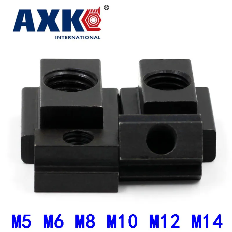 5Pcs M5 M6 M8 M10 M12 M14 DIN508 Black Oxide Finish Grade 8.8 Carbon Steel T-Slot Nut Tapped Through Slot T-nuts Furniture HW113