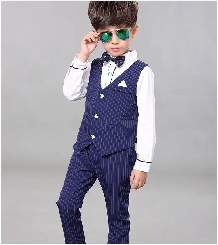 Japanese Suits for Weddings Boys Vest +Pants 2pcs Flower Boys Formal Tuxedo Kids Dress Shirt Gentleman Party Clothing Sets C4