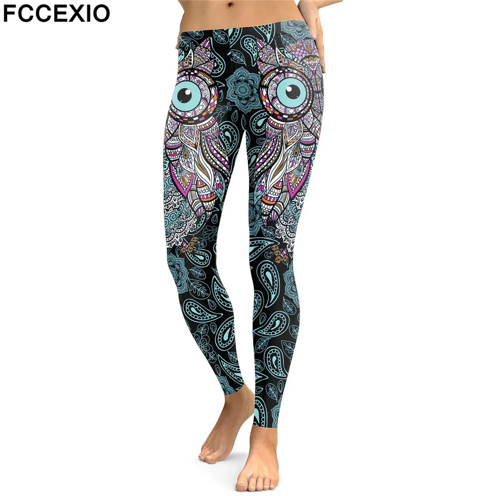 

FCCEXIO New Design 2019 Leggings Women Animal Lion Digital Print Legging Workout Leggins Slim Elastic Pants Legins