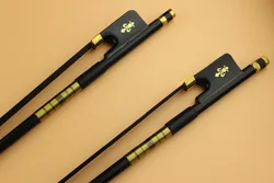 1 pc New PRO black 4/4 full size Carbon fiber cello bow ebony frog inlaid copper flower