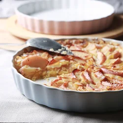 Dishes Plates Pink Blue Baking Tray Baked Rice Dishes Pigmented Porcelain Round 10 Inches Spaghetti Lasagna Dish High Quality