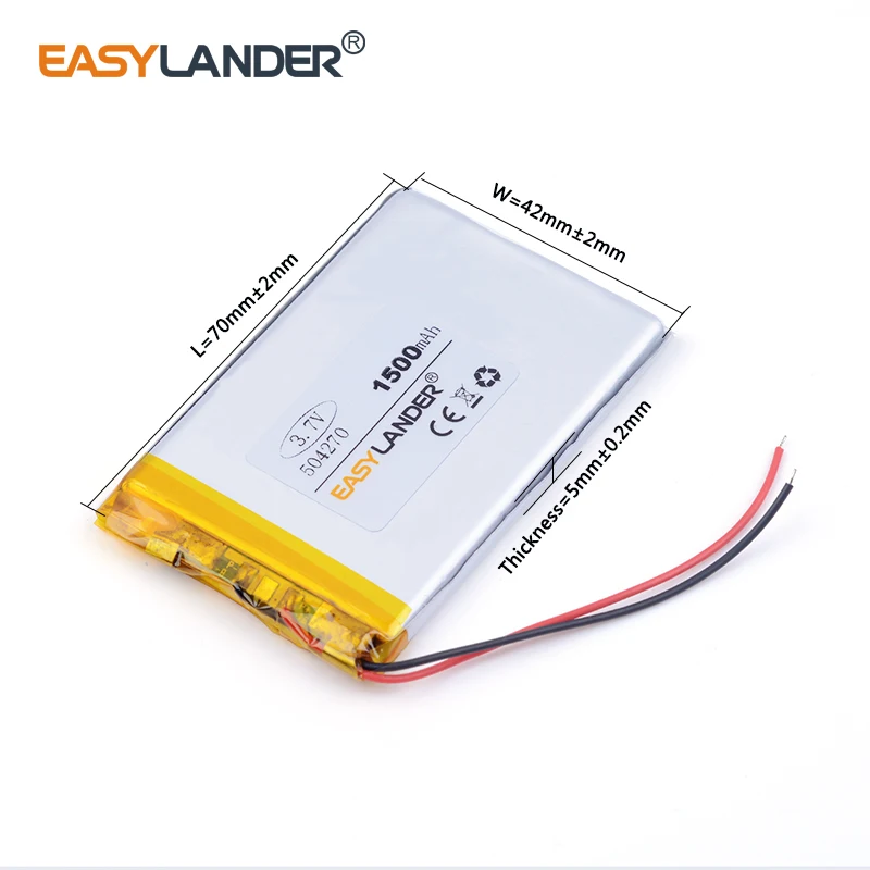 504270 504070 3.7v 1500 mAh lithium polymer rechargeable battery FOR  interphone  GPS vehicle traveling data recorder MP4 DVR