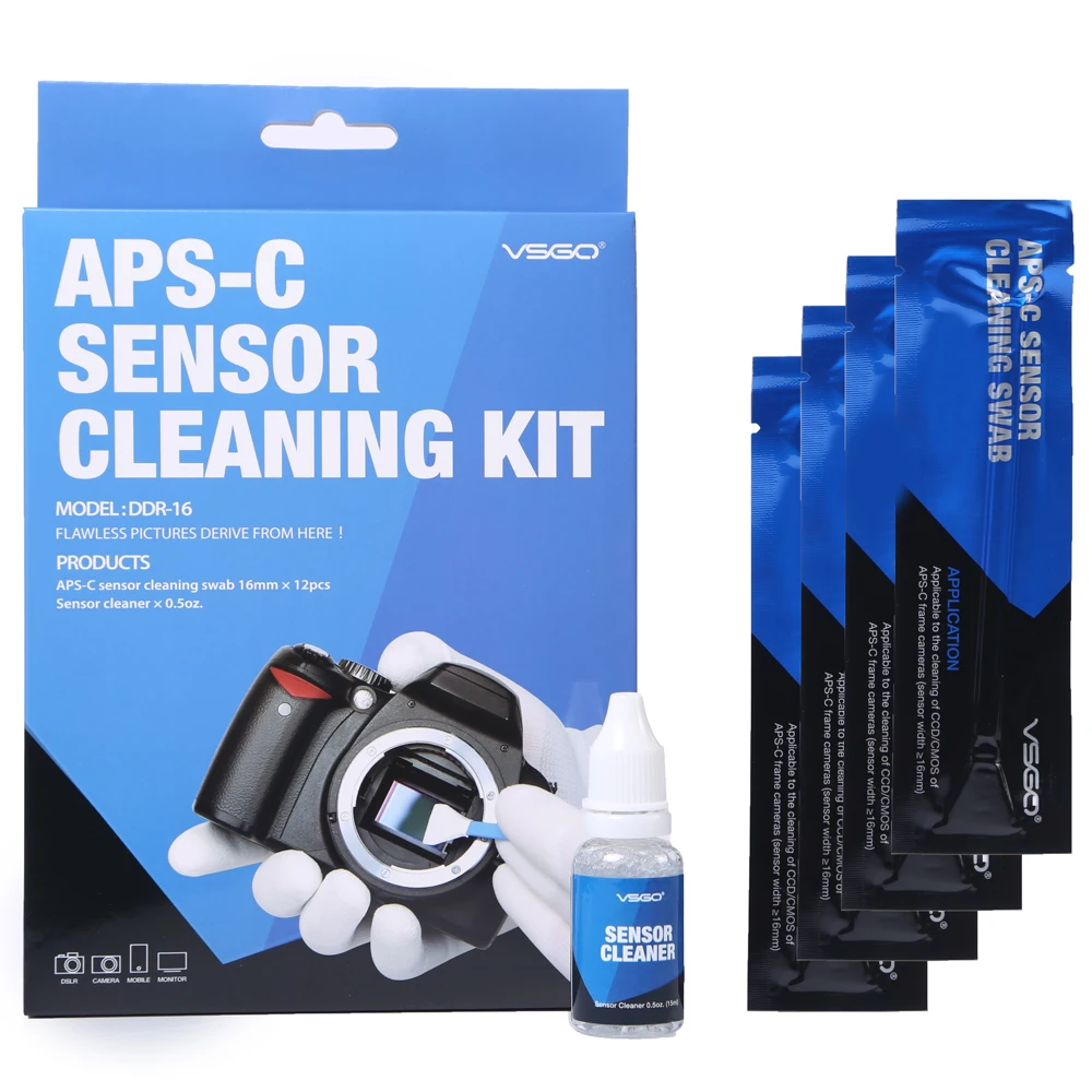 VSGO Camera Cleaning Kit Camera Sensor Cleaning Set DDR-16 Sensor Swab Sensor Cleaner Liquid for Digital DSLR CCD CMOS