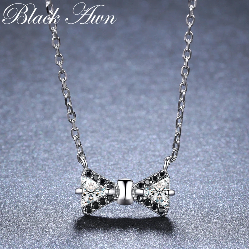 BLACK AWN 2024 Bow Shape New Arrivals 925 Sterling Silver Fine Jewelry Trendy Engagement Necklaces & Pendants for Women K018