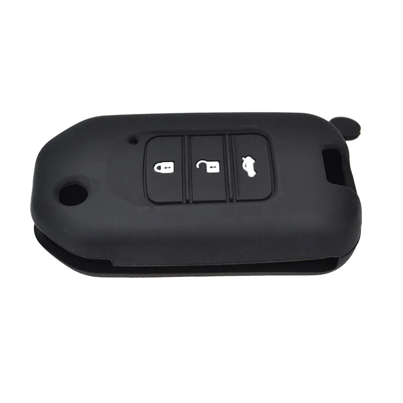 Funda de silicona con 3 botones para mando a distancia de coche, cubierta de bolsillo para Honda Civic CR-V, HR-V, Accord, Jade Crider Odyssey,