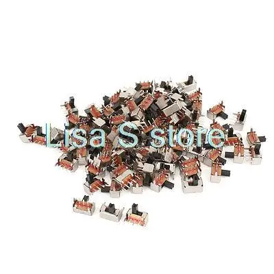 100Pcs AC 250V 3A 2 Position 3Pins SPDT Mini PCB Mount Right Angle Slide Switch SK-12D07 1P2T