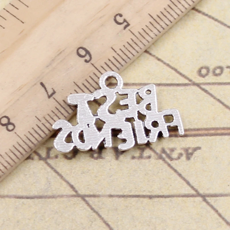 20pcs Charms Best Friends 24x16mm Tibetan DIY Retro Jewelry Bracelet Necklace Antique Bronze Silver Color Pendant