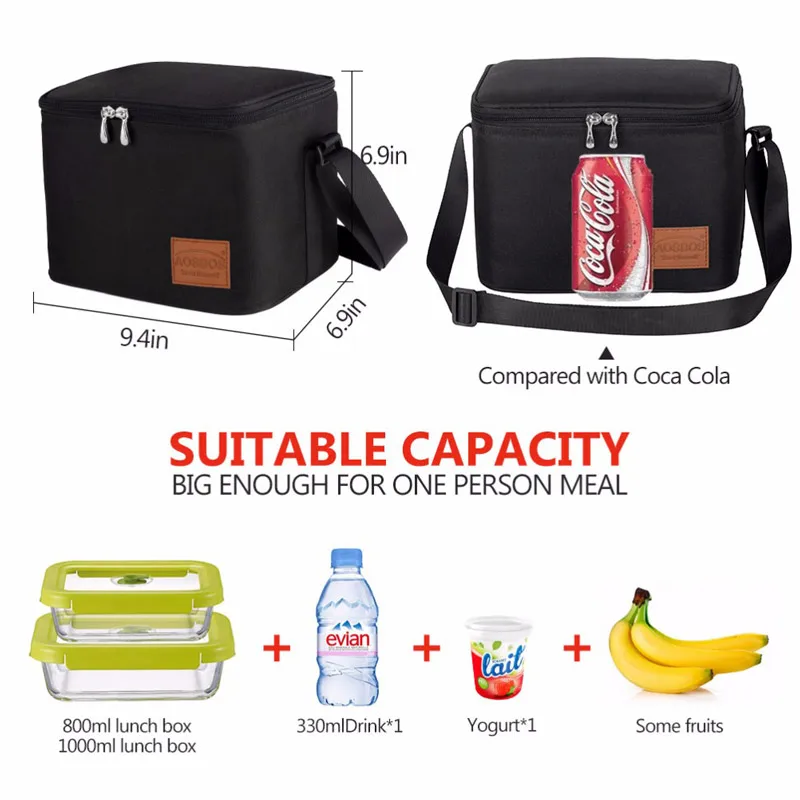 Aosbos Portable Thermal Lunch Bags for Women Kids Men Fashion Picnic Cooler Lunch Bag Insulated Travel Food Tote Bags Box 2019