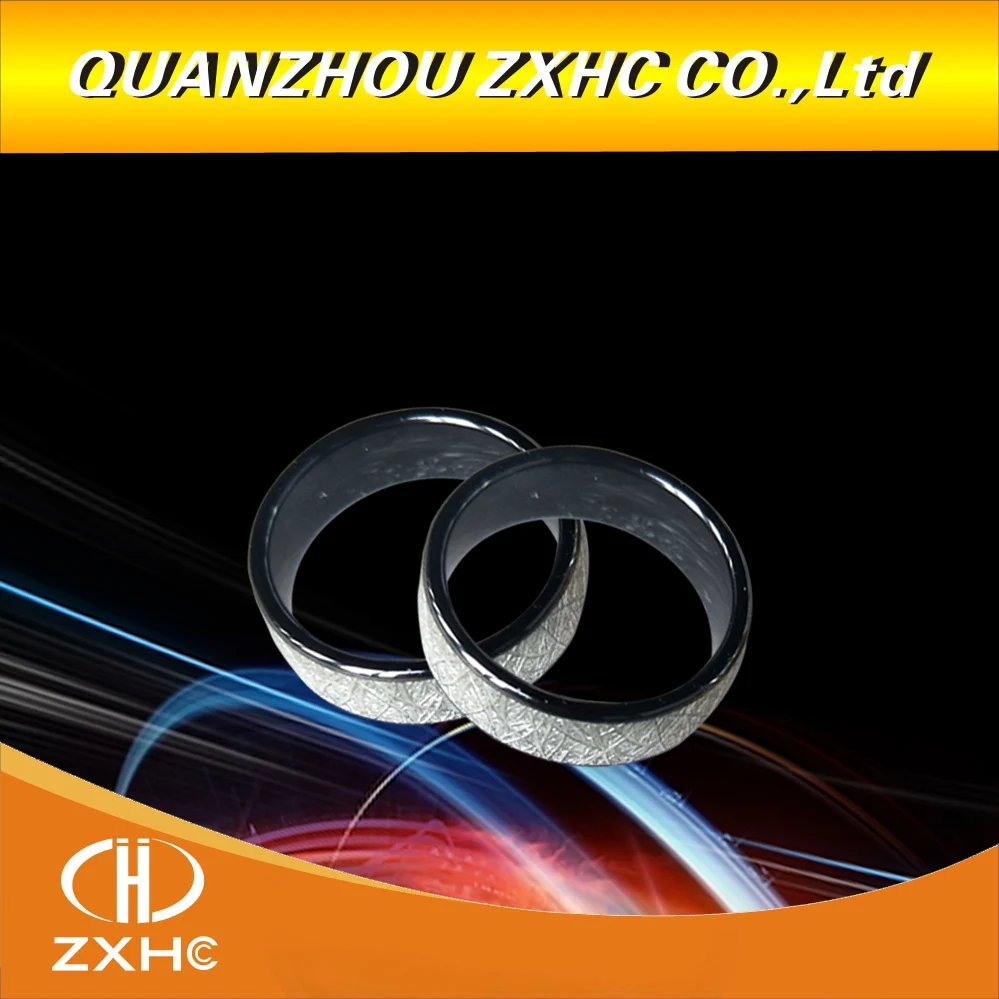 125KHZ/13.56MHZ T5577 or UID chip RFID Bright silver Ceramics Smart Finger Ring Wear for Men or Women