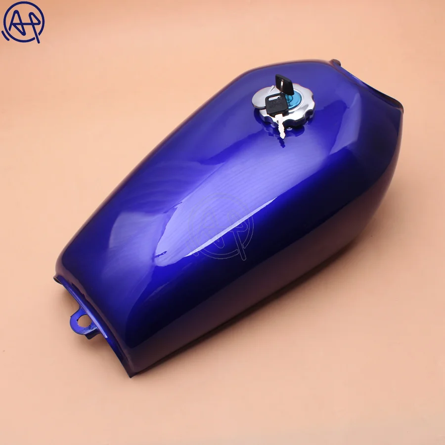 Motorcycle 9L Dark Blue Cafe Racer Gas Capacity Tank Universal Fuel Tank with Thick Iron Cap Switch for Honda CG125 CG125S CG250