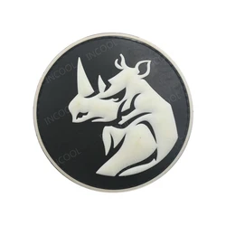 PVC Patch Rhino Head Hook Patch Rhinoceros Rubber Patches Armband For Clothing Backpack