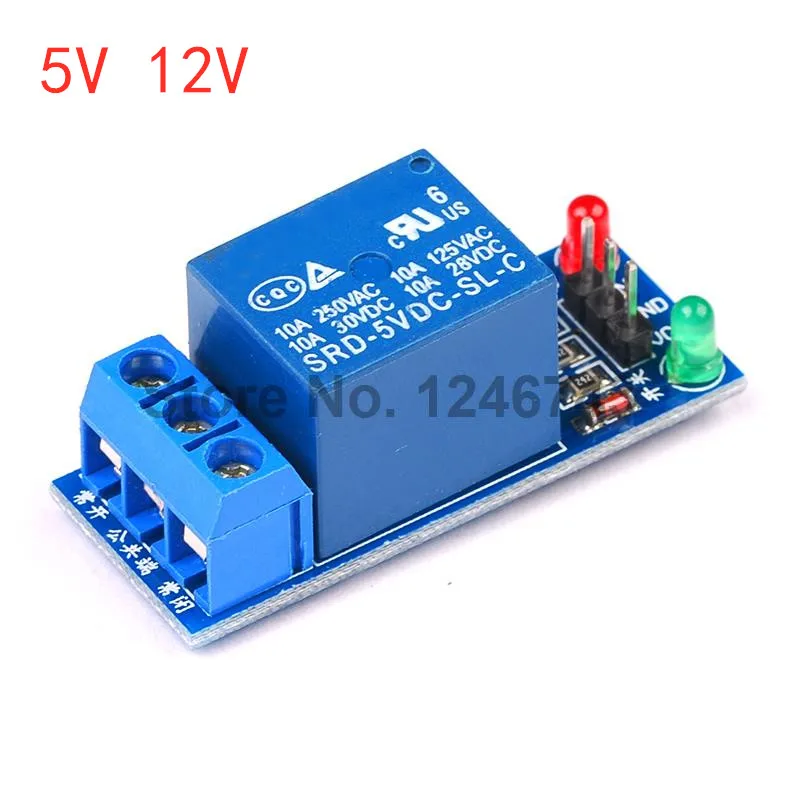 5V 12V 1 Channel Relay Module High Level Trigger with Light Blue Board