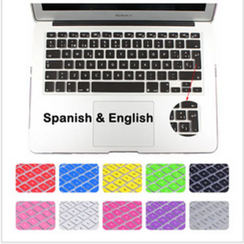 Spanish Keyboard Protector Cover Cute EU ESP For Macbook Pro Retina13 15 17 Air 13 for Mac Silicone Keyboard Stickers Skin(3pcs)