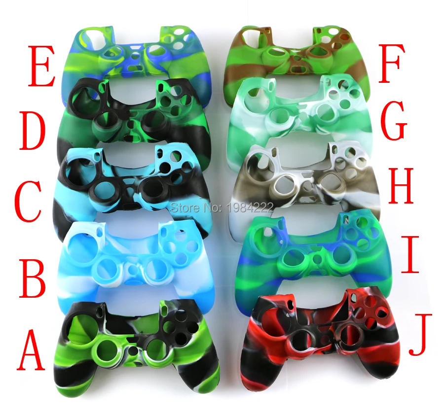 10PCS/LOT 10 colors New Camouflage Silicone Protective Case Skin Grip Cover for ps4 Game Controller Protective