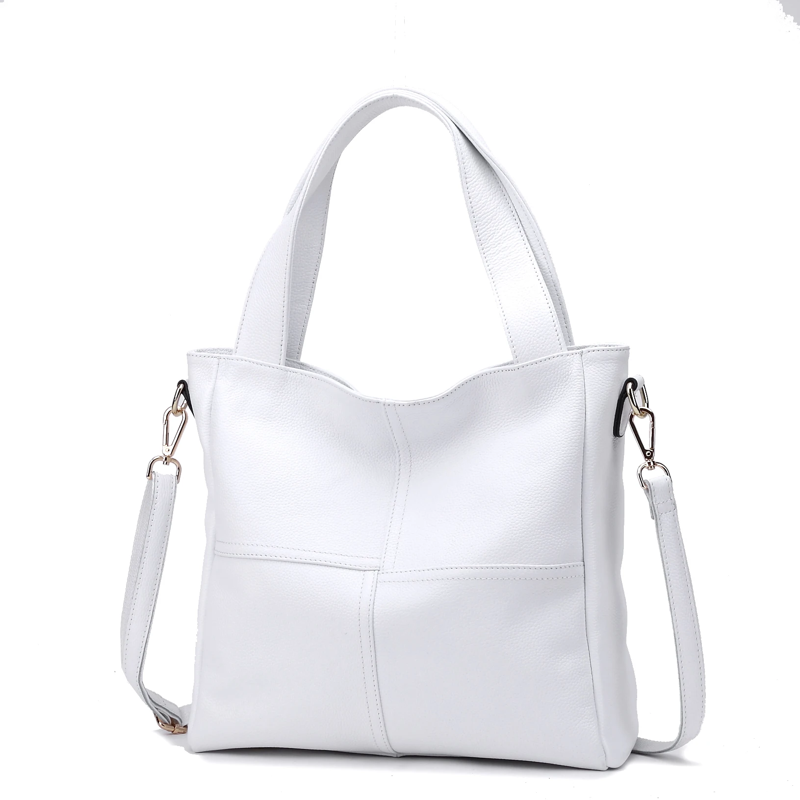 ZENCY White Black Color Genuine Cow Leather Women Shoulder Bags Handbags Cowhide Messenger Bag Real Leather Purse Satchel Bolso