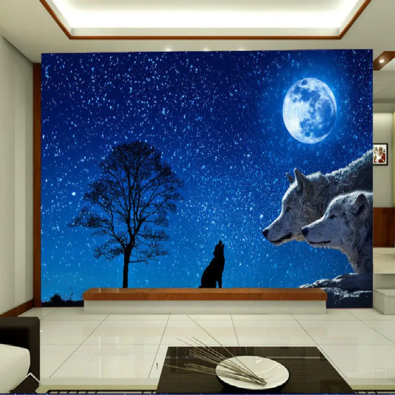 

3D Nonwovens Wallpaper for Walls 3d Decorative Vinyl Wall Paper Background Star Wolves simple Mural Wallpapers Home Improvement