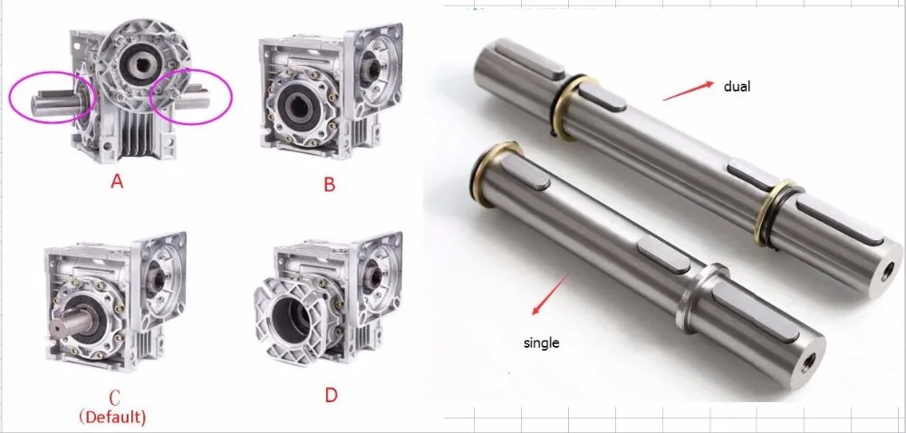 Single  or  Double Output shaft for Worm Gearbox Reducer NMRV030 NMRV040 NMRV050 NMRV063 NMRV075