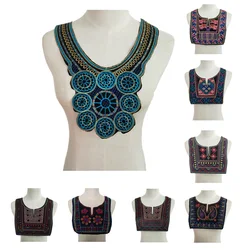 Ethnic style Lace Neckline Collar Dress Embroidery Applique Motif Blouse Sewing Fabric Trims DIY Neckline Collar Costume Decor