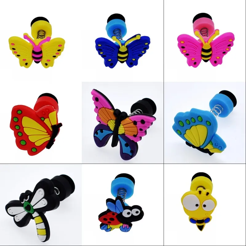 

9PCS Festival Gift Kids Girls Favor Summer Beach Sandal Shaking Charms Flyings Bee Butterfly Dragonfly Springing Shoe Decoration