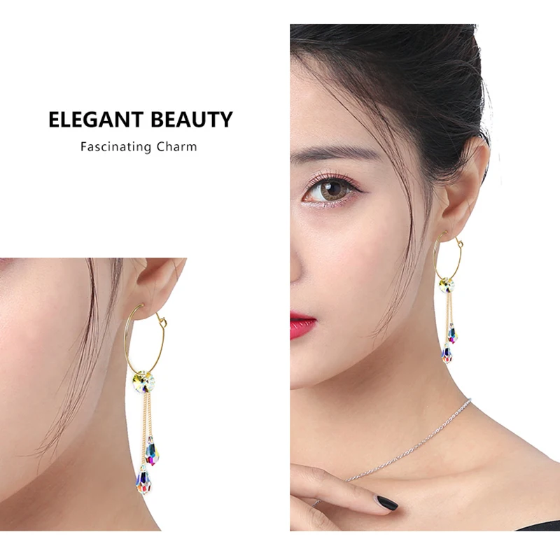 BAFFIN New Tassel Drop Earrings Colorful Beads Crystals From Austria For Women Bohemian Gold Color Circle Ear Indian Jewelry
