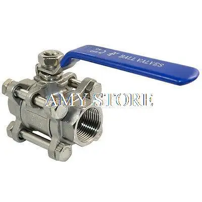Válvula de bola de acero inoxidable BSPP hembra roscada, 3/4 ", puerto completo, Triplet 304, 1000WOG