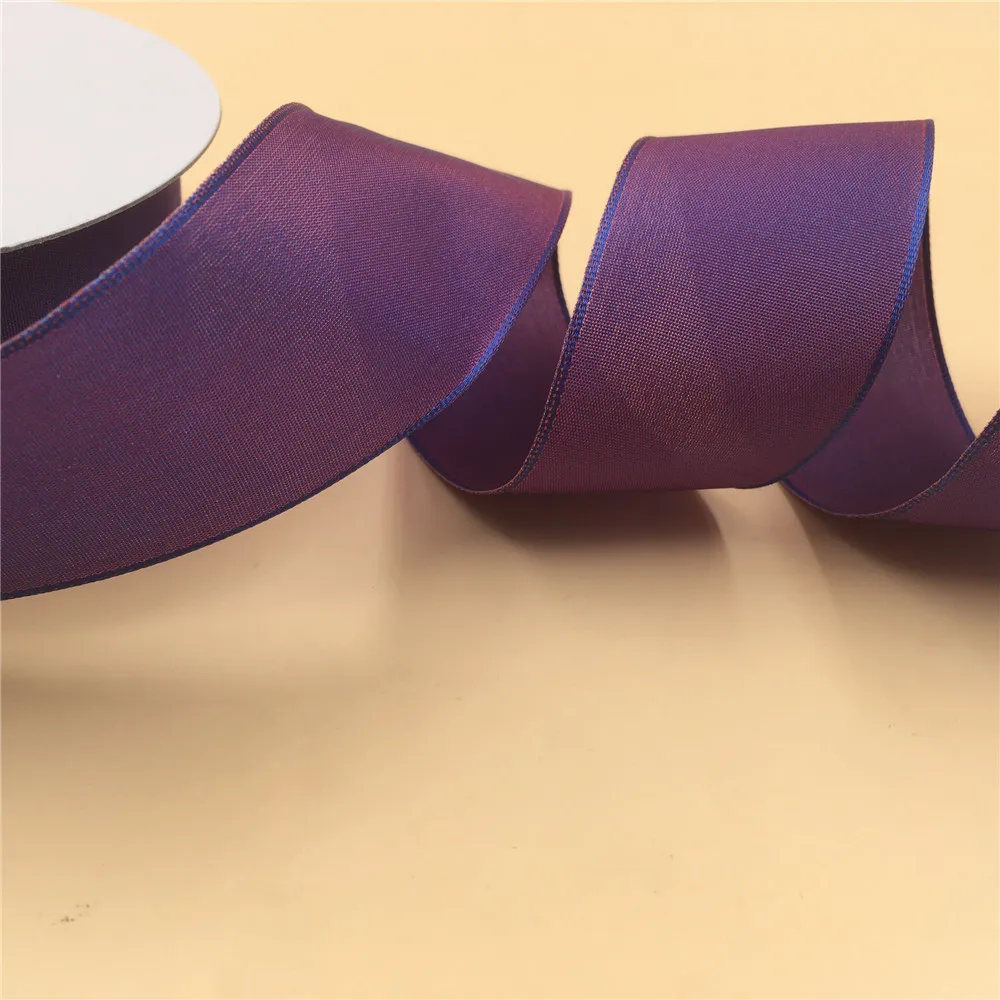 

38mm X 25yards Wired Edge Two Tone Purple Taffeta Ribbon. Gift Bow,Wedding,Cake Wrap,Tree Decoration,Wreath N1063