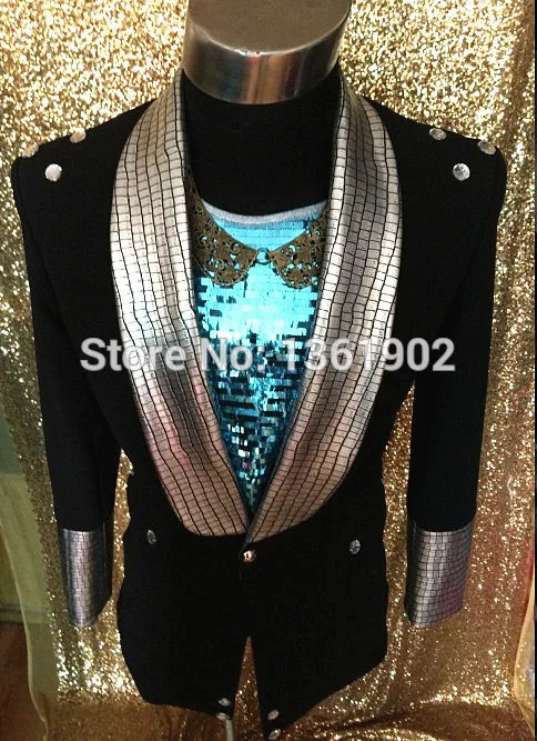 Korea Singer Black Jacket Custom Made Men's Ds Dj Male Singer Dancer Performance Outerwear Costume Coat Jazz Show Slim Jacket